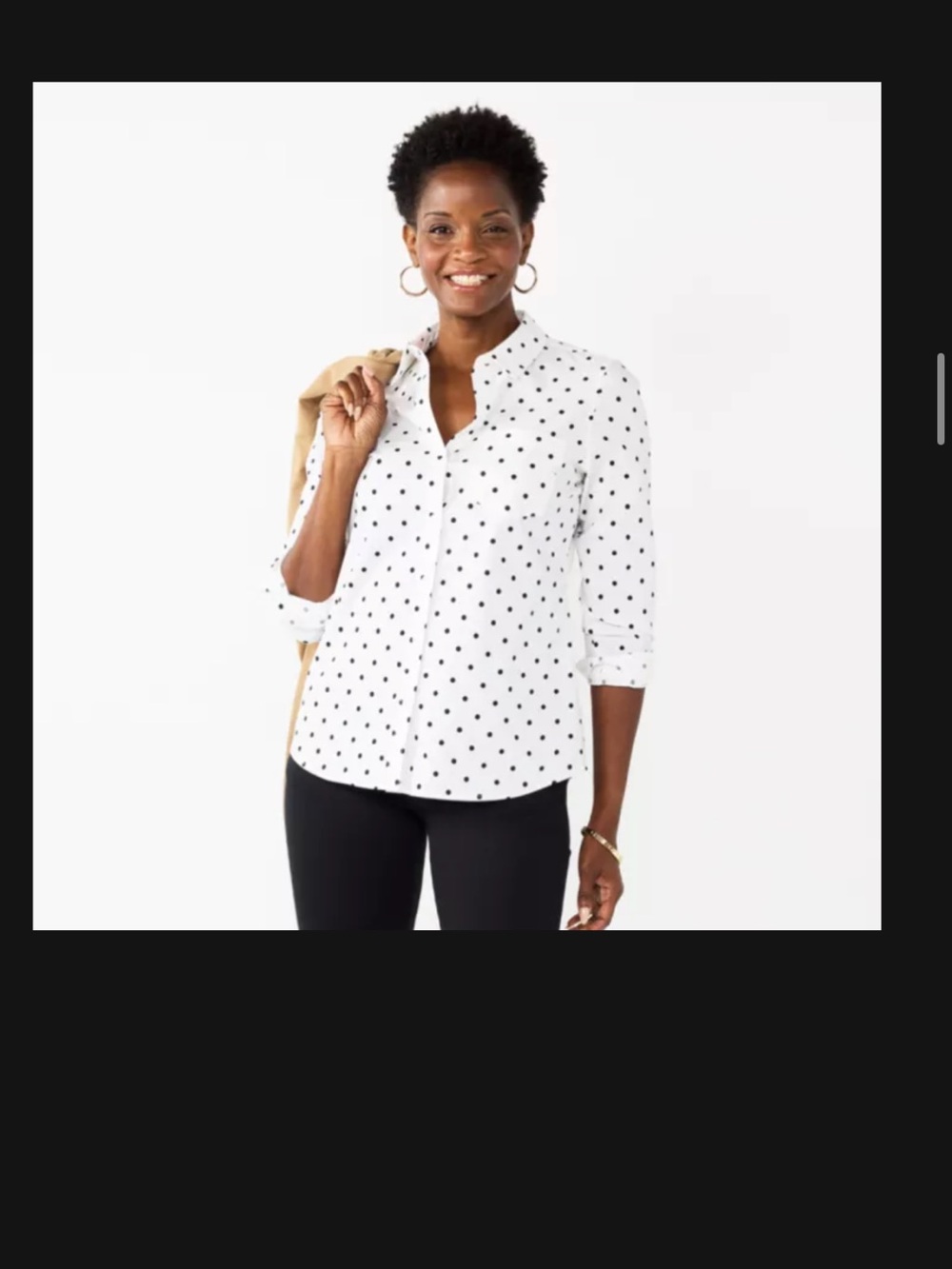 White Polka Dot Button-Down Shirt - Women
